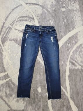 Silver Jeans Kenni Women's Blue Skinny Distressed Ankle Jeans Size W31/L27